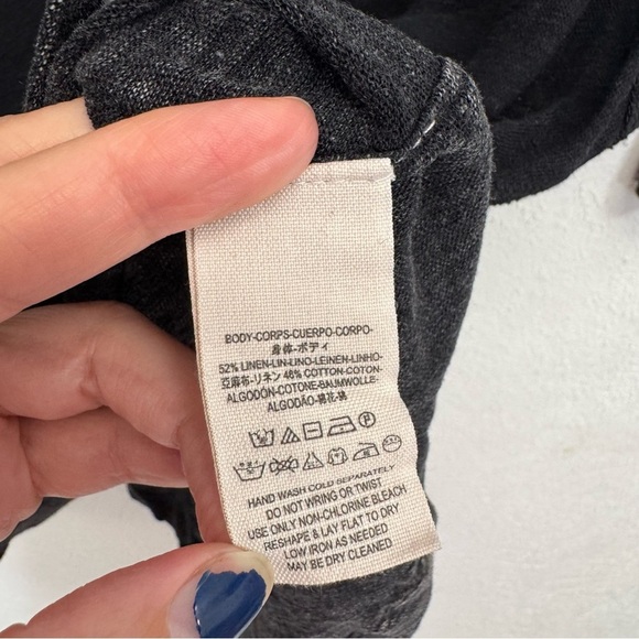 Free People We the Free Head In The Clouds Linen Blend Tee Black Size Small - Picture 9 of 12